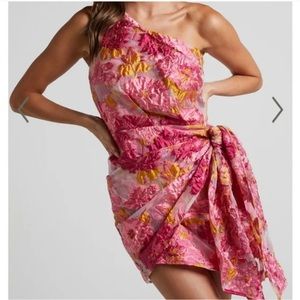 BRAILEY ONE SHOULDER WRAP FRONT MINI DRESS SHOWPO